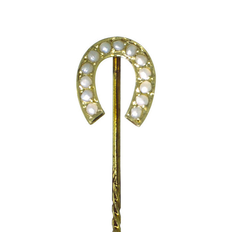 Pearl Set Horseshoe Stick Pin