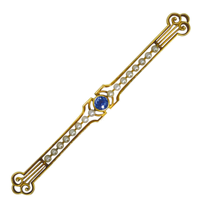 Sapphire & Pearl Stock Pin