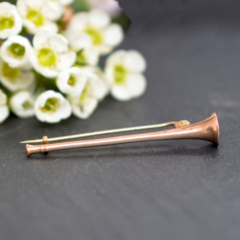 Rose Gold Hunting Horn Stock Pin