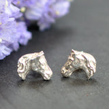 Silver Horse Head Earrings