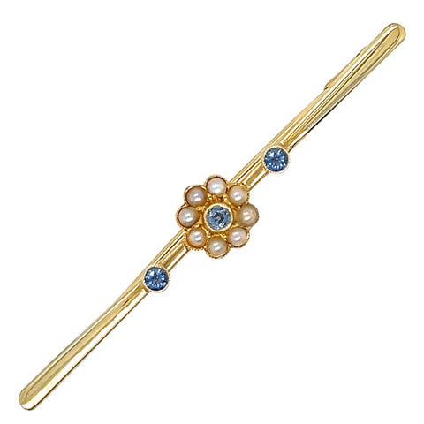 Sapphire & Pearl Stock Pin