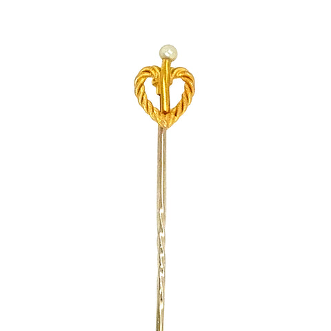 Pearl & Heart Tie Pin