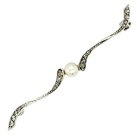 Pearl & Marcasite Stock Pin