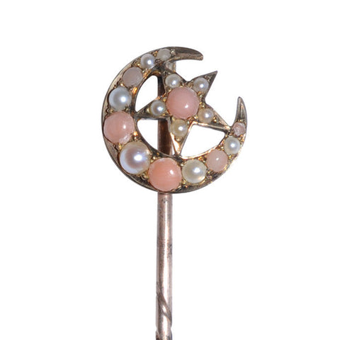 Coral & Pearl Stick Pin