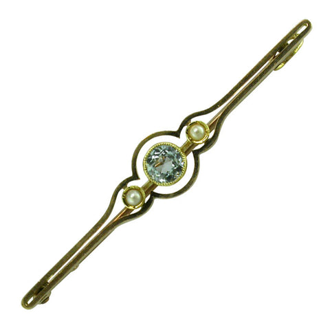 Aquamarine & Pearl Stock Pin