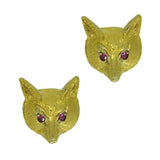 Fox Head Earrings With Ruby Eyes