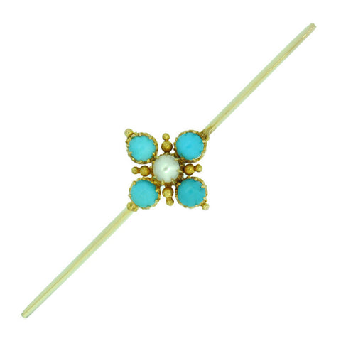 Turquoise & Pearl Stock Pin