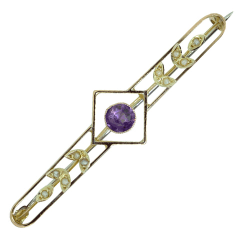 Amethyst & Seed Pearl Stock Pin