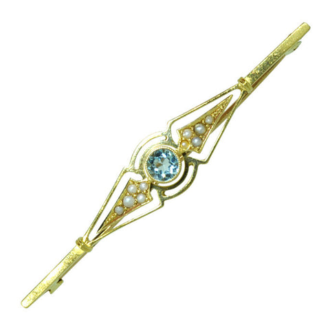 Aquamarine & Pearl Stock Pin