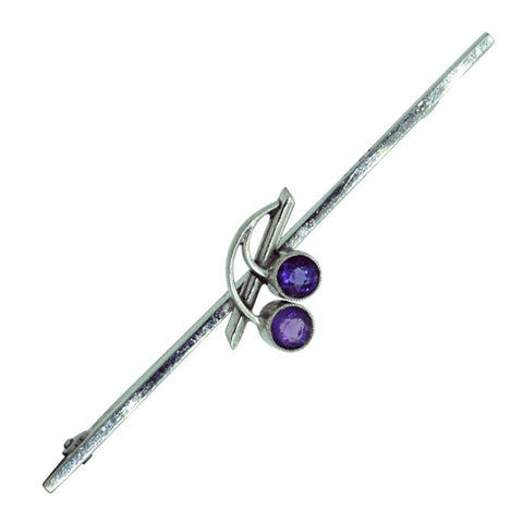 White Gold Amethyst Stock Pin