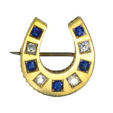 Victorian Sapphire and Diamond Horse Shoe Brooch