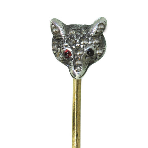 Diamond Fox Head Stick Pin