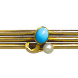 Turquoise & Pearl Stock Pin