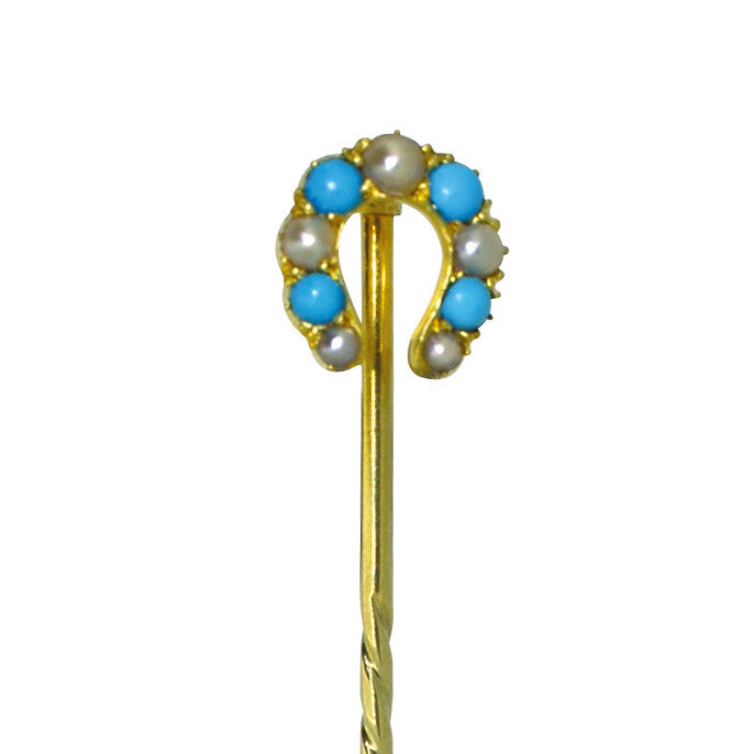 turquoise pearl stick pin