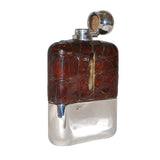 Silver, Glass & Leather Hip Flask