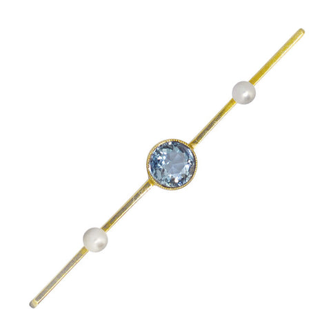 Aquamarine & Pearl Stock Pin