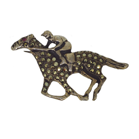 Marcasite Race Horse Brooch