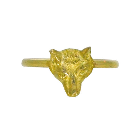 Gold Fox Head Ring