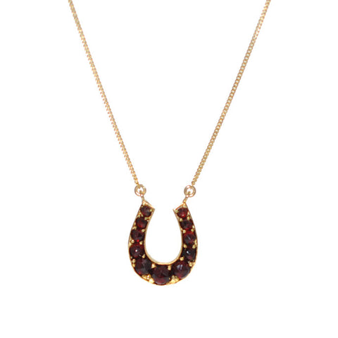 Garnet Horse Shoe Necklace