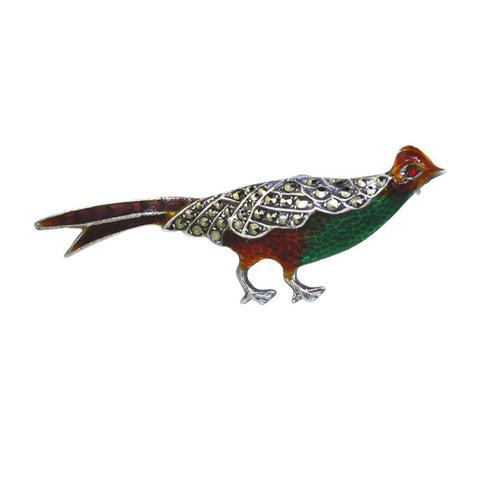 Enamel & Marcasite Pheasant Brooch