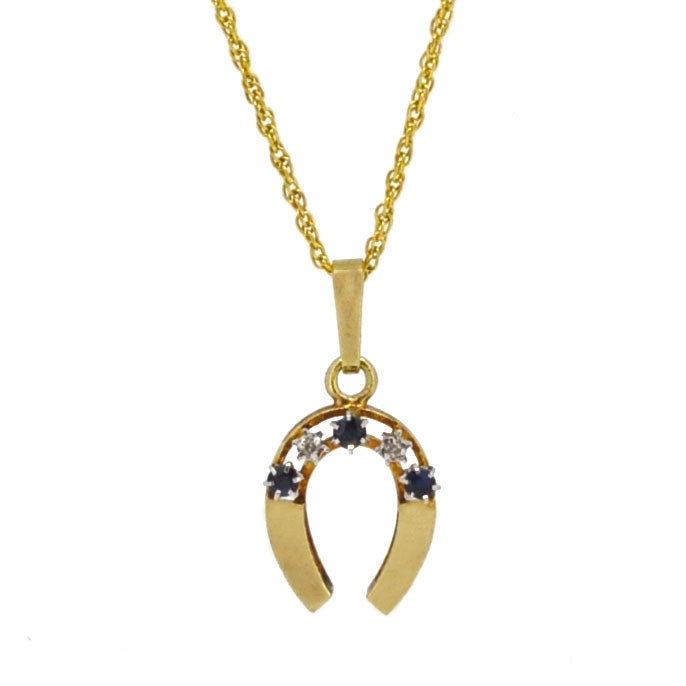 Sapphire & Diamond Horse Shoe Necklace