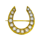 pearl horse shoe brooch