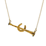 Horse Shoe on Hunting Horn Necklace