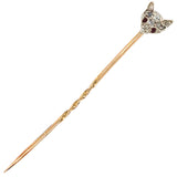 Diamond Set Fox Head Tie Pin