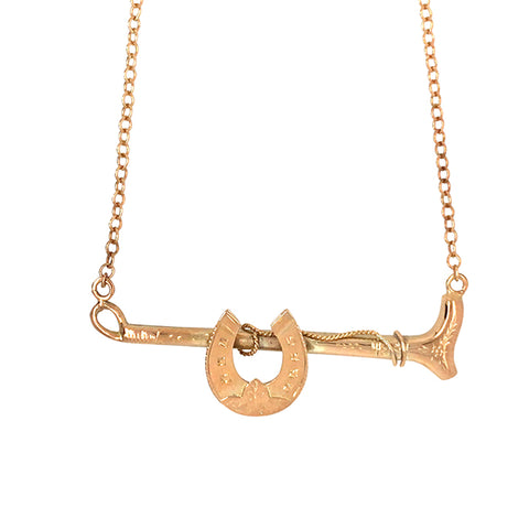 Whip & Horse Shoe Necklace