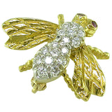 Diamond and Gold Bee Vintage Brooch