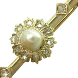 Yellow Gold Pearl and Diamond Stock Pin