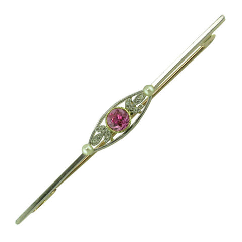Pink Tourmaline & Diamond Stock Pin