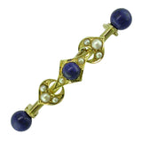 Vintage Yellow Gold Stock Pin With Lapis Lazuli and Pearl