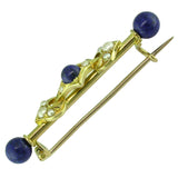 Vintage Yellow Gold Stock Pin With Lapis Lazuli and Pearl