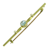 Vintage Aquamarine, Diamond and Pearl Stock Pin