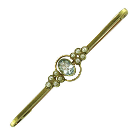 Aquamarine & Pearl Stock Pin